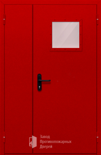 Фото двери «Полуторная со стеклопакетом (красная)» в Пушкино