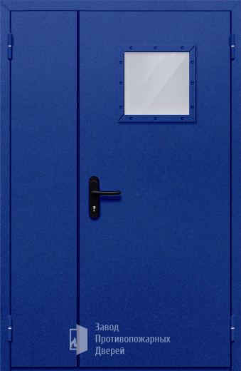 Фото двери «Полуторная со стеклопакетом (синяя)» в Пушкино