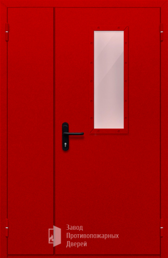 Фото двери «Полуторная со стеклом (красная)» в Пушкино