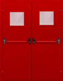 Фото двери «Двупольная со стеклопакетом и антипаникой (красная)» в Пушкино