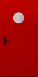 Фото двери «Однопольная с круглым стеклом (красная)» в Пушкино
