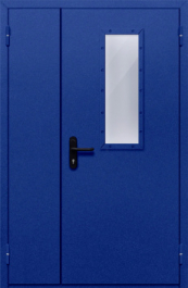 Фото двери «Полуторная со стеклом (синяя)» в Пушкино