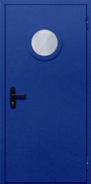 Фото двери «Однопольная с круглым стеклом (синяя)» в Пушкино