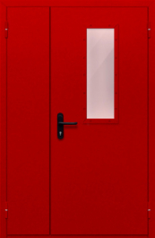 Фото двери «Полуторная со стеклом (красная)» в Пушкино